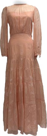 VILSHENKO Long Gown in Peach Silk