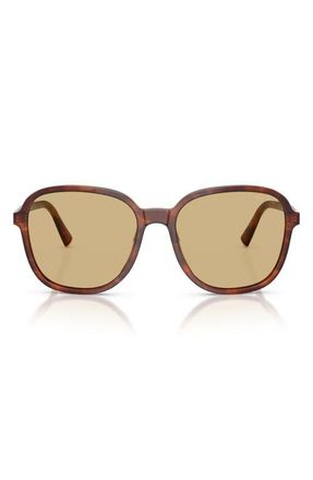 Miu Miu 58mm Polarized Pillow Sunglasses in Striped Tobacco /Yellow at Nordstrom