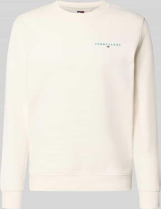 Tommy Jeans Regular Fit Sweatshirt aus Baumwoll-Mix Modell LINEAR CREW in Offwhite, Gr&ouml;&szlig;e XXL