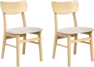 Beliani Conjunto de 2 sillas de comedor Madera Marr&oacute;n claro Beige