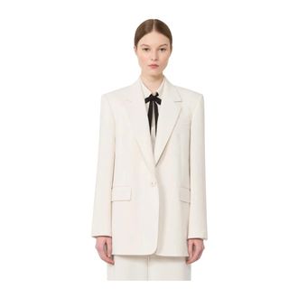 Max Mara Single-breasted blazer met een sartoriale uitstraling - Dames - Jassen - Beige - Maat: L Zijde