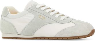 Prada Mens Two-Tone Suede And Fabric Sneaker White