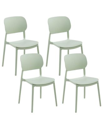 Beliani Set Di 4 Sedie Da Giardino In Plastica Sintetica Impilabili Per Esterni Verde Chiaro Tupiza