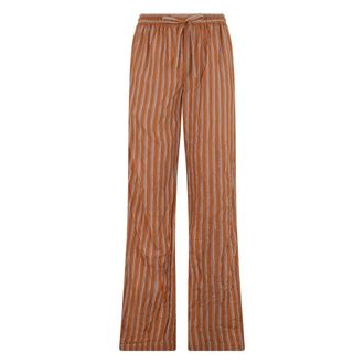 Dolce & Gabbana Wide Trousers, male, Orange, Size: L Striped Cotton Wide Trousers