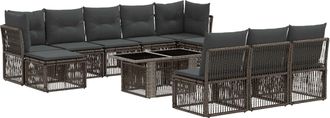 vidaXL Conjunto De Sof&aacute;s De Jard&iacute;n 11 Uds. Gris Rat&aacute;n Sint&eacute;tico Vidaxl