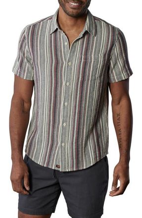 The Normal Brand Freshwater Short Sleeve Button-Up Shirt in Americana Stripe at Nordstrom, Size Xx-Large