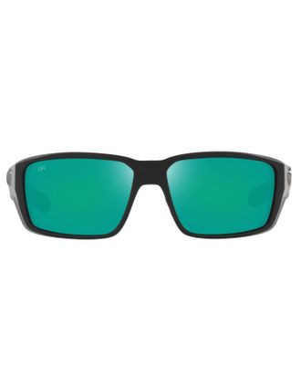 Costa Mens Fantail Polarized Rectangular Sunglasses 580G In Matte Black Green Mirror