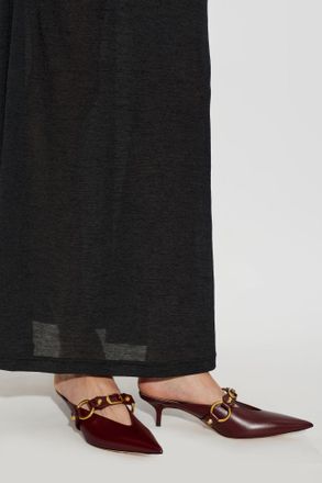 Balenciaga City Heeled Mules, Womens, Burgundy