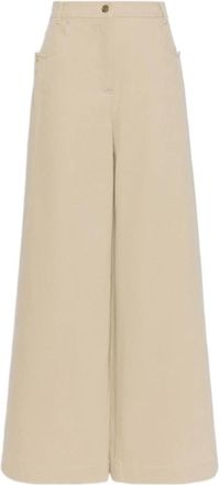 Max Mara Wijde broek - Dames - Wijde Broeken - Beige - S - Broeken