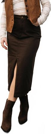 Gentle Fawn Womens Front Slit Midi Skirt In Dark Brown