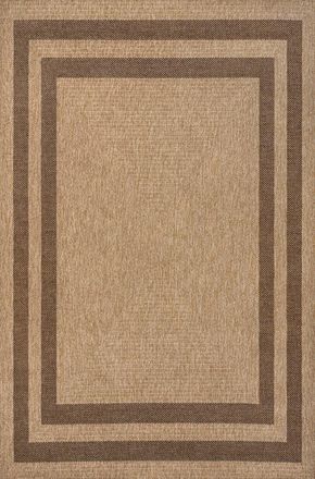 Jonathan Y Designs Frenzy Easy Jute Minimalist Boho Inset Border Indoor/Outdoor Area Rug in Natural/brown at Nordstrom, Size 5Ft 0In X 8Ft 0In