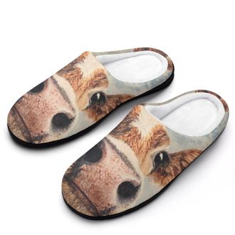 Generic Jersey Cow Big Nose Slippers Men Winter Warm Cotton Anti-Slip Indoor Slip-Ons House Shoes