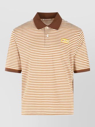 Marni linen blend polo shirt striped design