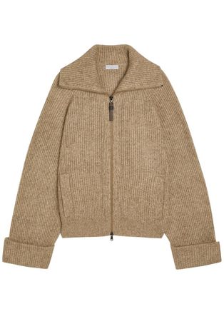 Brunello Cucinelli Metallic-knit Cashmere-blend Cardigan - Beige - S (UK8-10 / S)