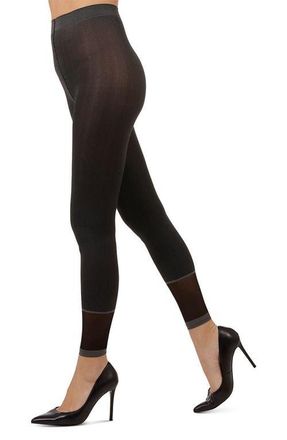 MeMoi Herringbone Footless Tights in Black at Nordstrom, Size Medium