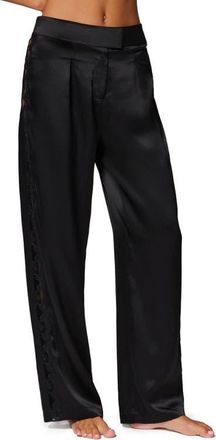 Simone Pérèle Love Me Lace Trim Silk Blend Pants in Black at Nordstrom, Size X-Large