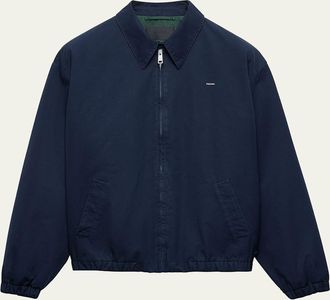 Prada Mens Poplin Chest Logo Full-Zip Shirt Jacket