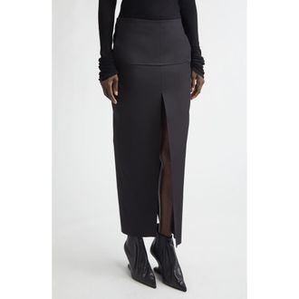 Rick Owens Sliced Stretch Poplin Maxi Skirt in Black at Nordstrom, Size 12 Us