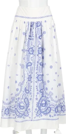 Self Portrait White Paisley Floral Gathered Skirt