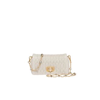 Miu Miu Miu Crystal Nappa Leather And Crystal Mini-bag, Woman, White