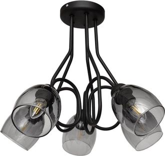 Netlighting Marietta Multi Arm Semi Flush Ceiling Light Black Smokey 50cm