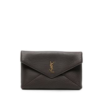 Saint Laurent Cassandre Grained-leather Clutch Bag