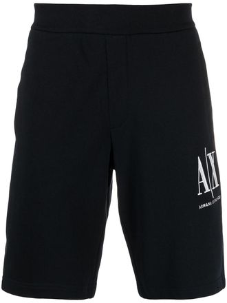 A|X Armani Exchange logo-embroidered track shorts - Blue