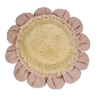 Lorena Canals Pink Daisy Bodenkissen, &Oslash; 70 cm, golden / pink / natural / olive