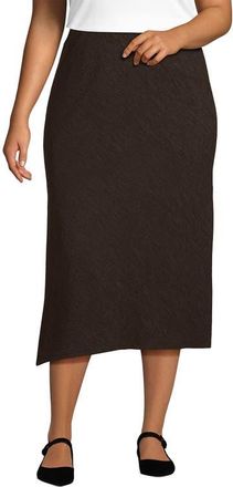 Lands End Crinkle Midi Skirt in Rich Coffee at Nordstrom, Size 18W