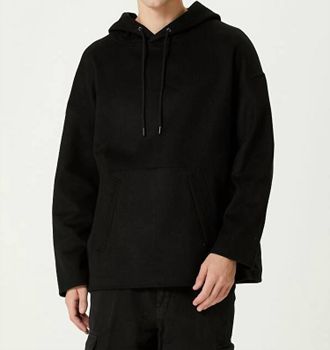 Closed Hooded Wool Sweatshirt In Black