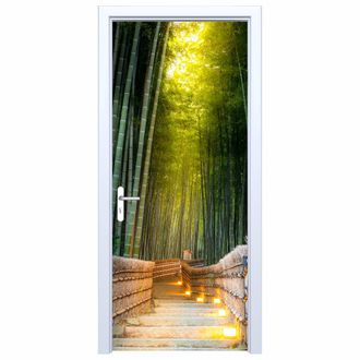 OEM Adhesivo De Tela Para Puerta Con Dise&ntilde;o De Sendero De Bosque De Bamb&uacute; 545pd