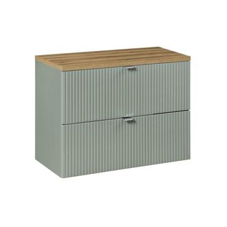 Petits Meubles Mueble bajo lavabo 2 cajones encimera estratificado Verde marr&oacute;n