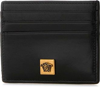 Versace Mens Card Case Black Leather Wallet