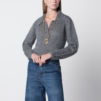Chlo&eacute; Cardigan in misto alpaca grigio fumo
