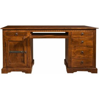 Massivmoebel24 scrivania in legno di Acacia 158x54x76 miele dorato laccato oxford 0522