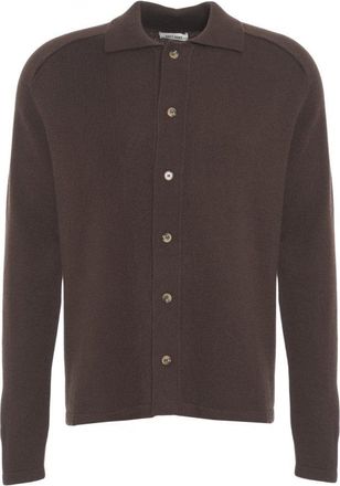 Soft Goat Cashmere Cardigan With Classic Collar And Button Closure