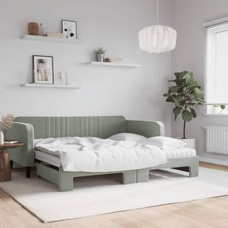 vidaXL Vidaxl - Sof&aacute; Cama Nido Con Colch&oacute;n Terciopelo Gris Claro 90x190 Cm