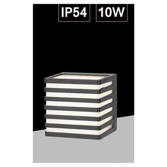 Trade Shop Trade Shop Traesio - Trade Shop - External Muro Led 10w Lampada Decorativa A Strisce Cubo Nero Ip54 B110-n