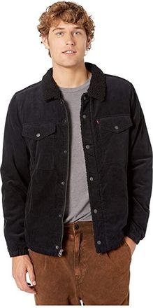 Levi's Two-Pocket Trucker with Soft Sherpa Mens Clothing Black : LG, Cotton/Denim/Polyester