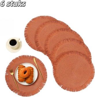 OEM 6 Piezas, Posavasos Redondos, Manteles Individuales De Papel Tejido, Resistentes Al Calor, Cenas De Acci&oacute;n De Gracias Y M&aacute;s, Rojo Anaranjado