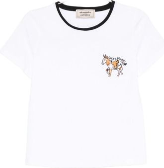 Alessandro Enriquez T-shirt met geborduurde strikdetails - Dames - T-shirts - Wit - L - Katoen - Tops