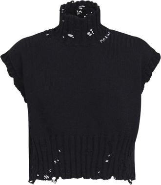 Marni Turtlenecks, female, Black, Size: 2XS Cotton Cropped Vest