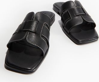 H&M Pantoletten aus Leder - Schwarz