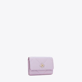 Tory Burch Womens Kira Diamond Quilt Clover Flap Card Case, One Size