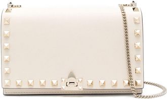 Valentino Garavani Rockstud clutch bag - women - Calf Leather - One Size - White