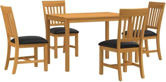 vidaXL Conjunto De Comedor 5 Uds. Negro Madera De Roble S&oacute;lido Vidaxl