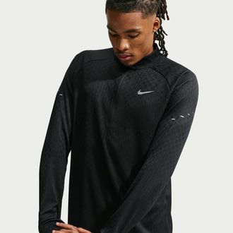 Nike Mens Stride Aero-FIT 1/2-Zip Mid Layer in Black | IM5214-010