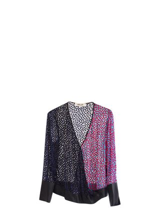 Diane Von Fürstenberg Multicolour Polka Dot Devore Velvet Blouse Size S