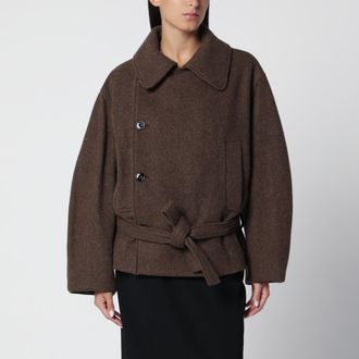 Christophe Lemaire Short Mud Felted Wool and Alpaca Wrap Coat