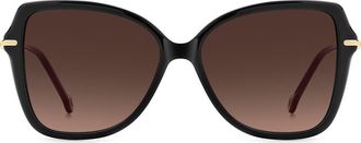 Carolina Herrera Her 56mm Gradient Butterfly Sunglasses in Black Pink/Brown Sf at Nordstrom